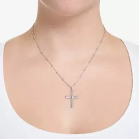 Womens Sterling Silver Cross 18 Inch Pendant Necklace