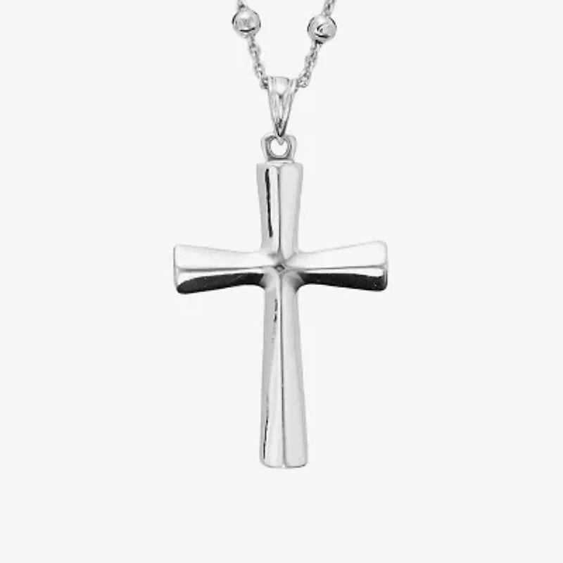Womens Sterling Silver Cross 18 Inch Pendant Necklace