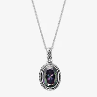 Womens Multi Color Cubic Zirconia Sterling Silver 18 Inch Pendant Necklace