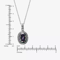 Womens Multi Color Cubic Zirconia Sterling Silver 18 Inch Pendant Necklace
