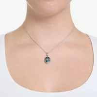 Womens Multi Color Cubic Zirconia Sterling Silver 18 Inch Pendant Necklace
