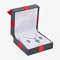 Cross Womens Enhanced Blue Turquoise Sterling Silver Cross Jewelry Set