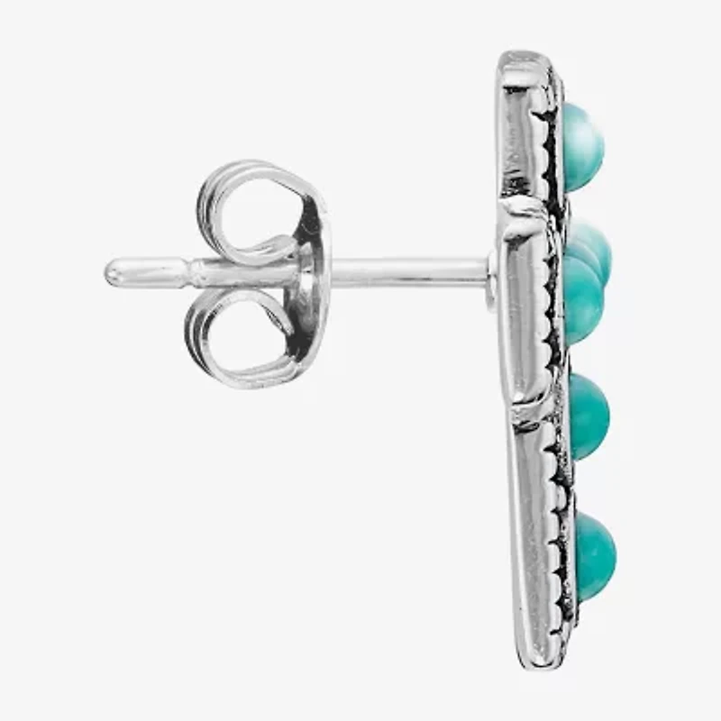 Cross Womens Enhanced Blue Turquoise Sterling Silver Cross Jewelry Set