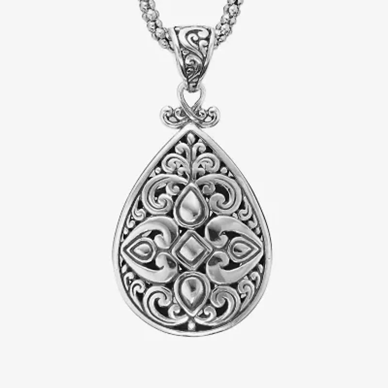 Womens Sterling Silver 18 Inch Pendant Necklace