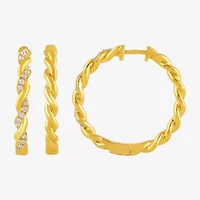 (I, I2) Womens 1/2 CT. T.W. Lab Grown White Diamond 14K Gold Over Silver 30.8mm Circle Hoop Earrings