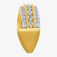 I/ I2 Womens 1 CT. T.W. Lab Grown White Diamond 14K Gold Over Silver Round Cluster Crossover Cocktail Ring