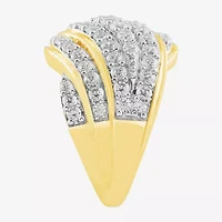 (I / I2) Womens 2 CT.T.W. Lab Grown White Diamond Sterling Silver Round Cluster Crossover Cocktail Ring