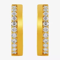 (I, I2) Womens 1 CT. T.W. Lab Grown White Diamond 14K Gold Over Silver 22.2mm Circle Hoop Earrings