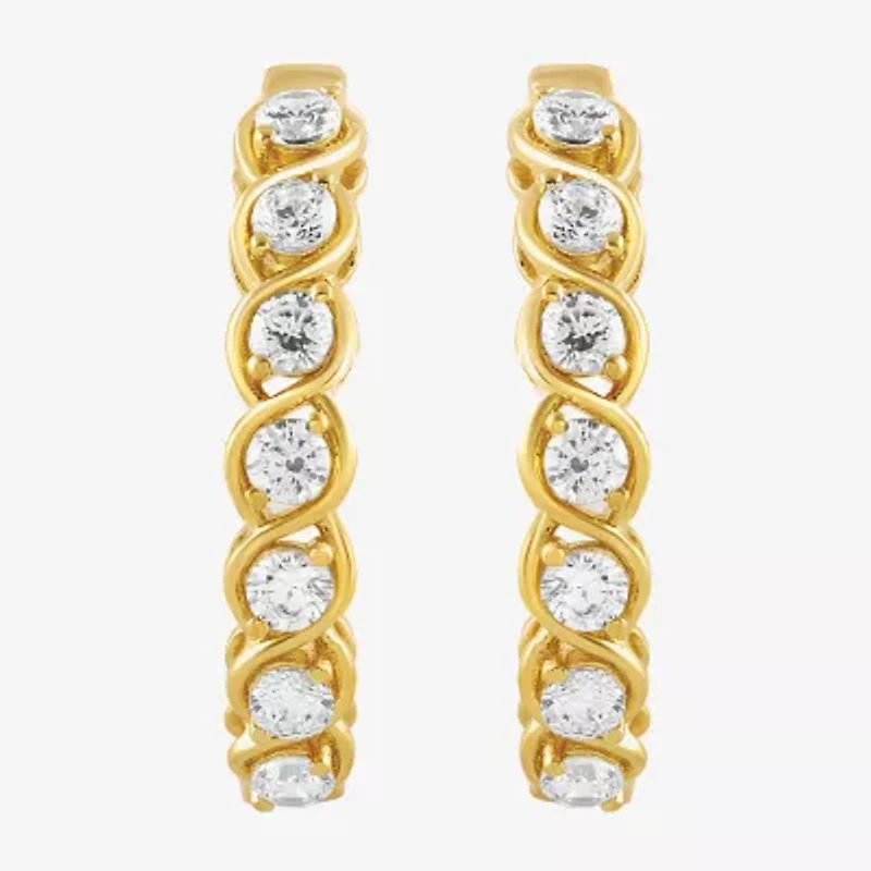 (I, I2) Womens 1 CT. T.W. Lab Grown White Diamond 14K Gold Over Silver 23.7mm Circle Hoop Earrings