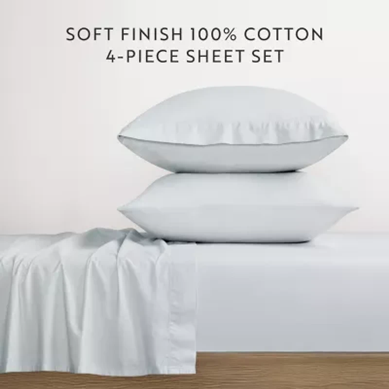 Casual Comfort 100% Cotton Percale Ultra-Soft 4 Piece Sheet Set