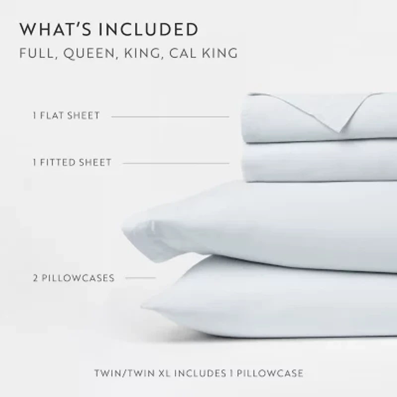 Casual Comfort 100% Cotton Percale Ultra-Soft 4 Piece Sheet Set