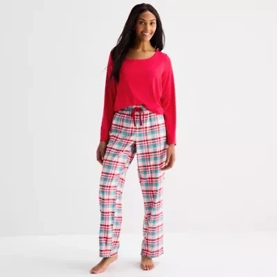 Sleep Chic Womens Rib Round Neck Long Sleeve Pajama Top