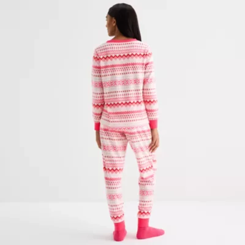Jaclyn Womens Round Neck Long Sleeve 3-pc. Pajama Sets
