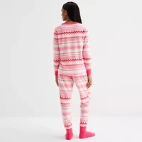 Jaclyn Womens Round Neck Long Sleeve 3-pc. Pajama Sets