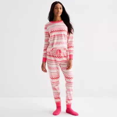 Jaclyn Womens Round Neck Long Sleeve 3-pc. Pajama Sets