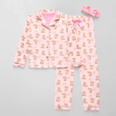 Sleep On It Velour Little & Big Kid Girls Long Sleeve 3-pc. Pajama Sets