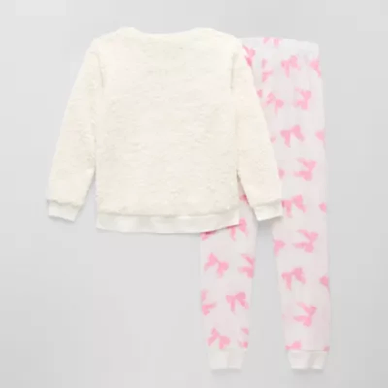 Sleep On It Little & Big Kid Girls Plush Crew Neck Long Sleeve 3-pc. Pajama Sets