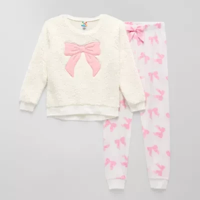 Sleep On It Little & Big Kid Girls Plush Crew Neck Long Sleeve 3-pc. Pajama Sets