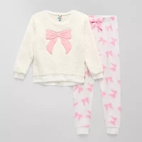 Sleep On It Little & Big Kid Girls Plush Crew Neck Long Sleeve 3-pc. Pajama Sets