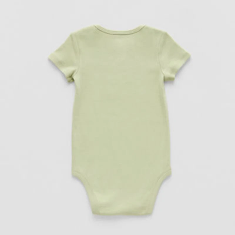 Okie Dokie Baby Boys Round Neck Short Sleeve Rib Bodysuit