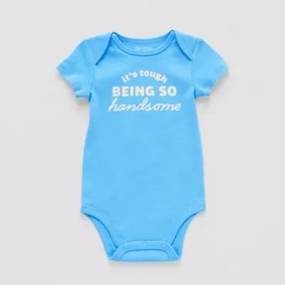 Okie Dokie Baby Boys Round Neck Short Sleeve Rib Bodysuit