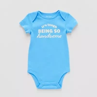 Okie Dokie Baby Boys Round Neck Short Sleeve Rib Bodysuit