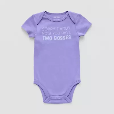 Okie Dokie Baby Girls Round Neck Short Sleeve Rib Bodysuit
