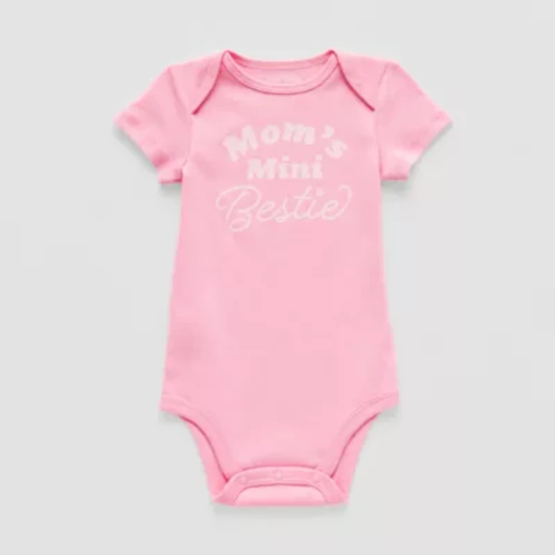 Okie Dokie Baby Girls Round Neck Short Sleeve Rib Bodysuit