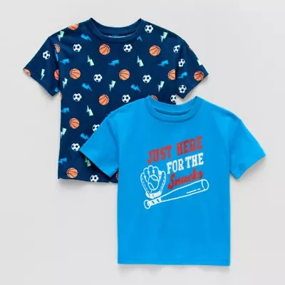 Okie Dokie Active Toddler & Little Boys Crew Neck Short Sleeve Regular Fit 2-pc. Graphic T-Shirt