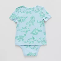 Okie Dokie Toddler Boys Bodysuit Closure Easy-on + Easy-off Adaptive Crew Neck Short Sleeve