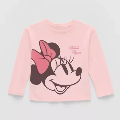 Toddler Girls Crew Neck Long Sleeve Regular Fit Minnie Mouse Graphic T-Shirt