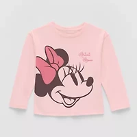 Toddler Girls Crew Neck Long Sleeve Regular Fit Minnie Mouse Graphic T-Shirt