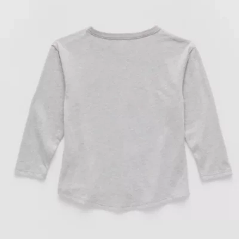 Toddler Girls Crew Neck Long Sleeve Regular Fit Princess Graphic T-Shirt