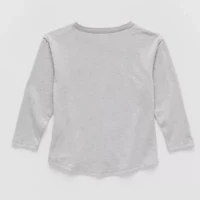 Toddler Girls Crew Neck Long Sleeve Regular Fit Princess Graphic T-Shirt