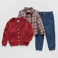 Little Lad Cardigan And Bowtie Toddler Boys 3-pc. Pant Set