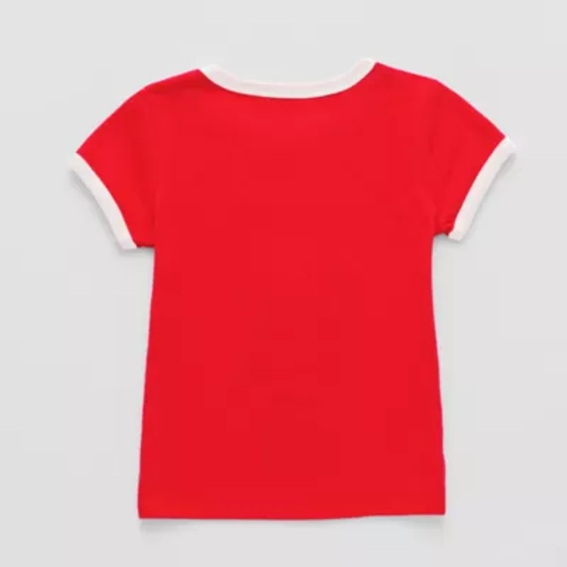 Little & Big Kid Girls Crew Neck Short Sleeve Regular Fit Minnie Mouse Graphic T-Shirt