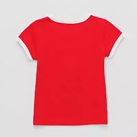 Little & Big Kid Girls Crew Neck Short Sleeve Regular Fit Minnie Mouse Graphic T-Shirt