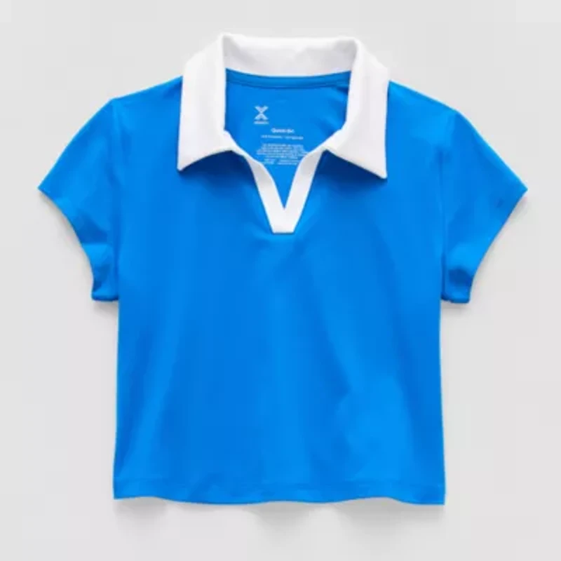 Xersion Little & Big Kid Girls Short Sleeve Stretch Fabric Polo Shirt