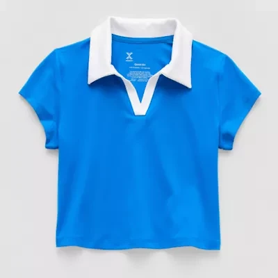 Xersion Little & Big Kid Girls Short Sleeve Stretch Fabric Polo Shirt