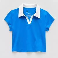 Xersion Little & Big Kid Girls Short Sleeve Stretch Fabric Polo Shirt