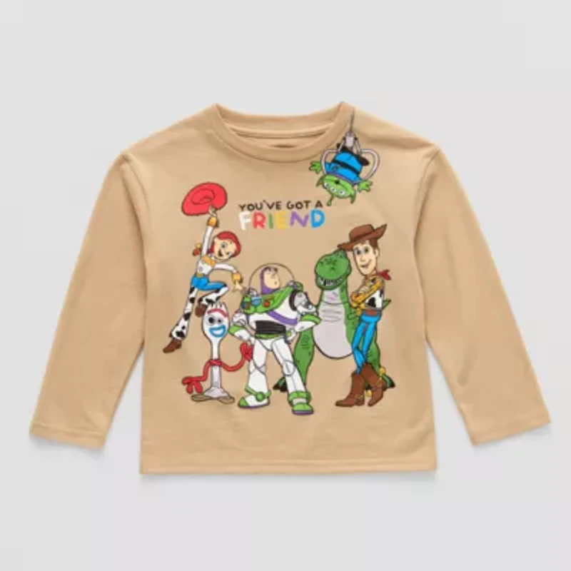 Toddler Boys Crew Neck Long Sleeve Regular Fit Toy Story Graphic T-Shirt