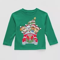 Toddler Boys Crew Neck Long Sleeve Regular Fit Paw Patrol Graphic T-Shirt