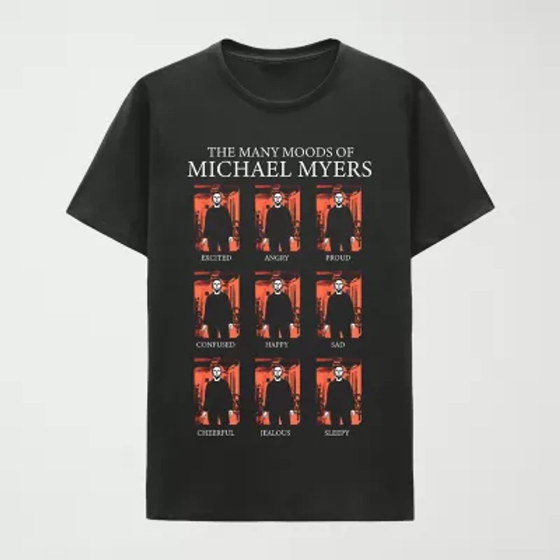 Mens Crew Neck Short Sleeve Regular Fit Michael Myers Graphic T-Shirt