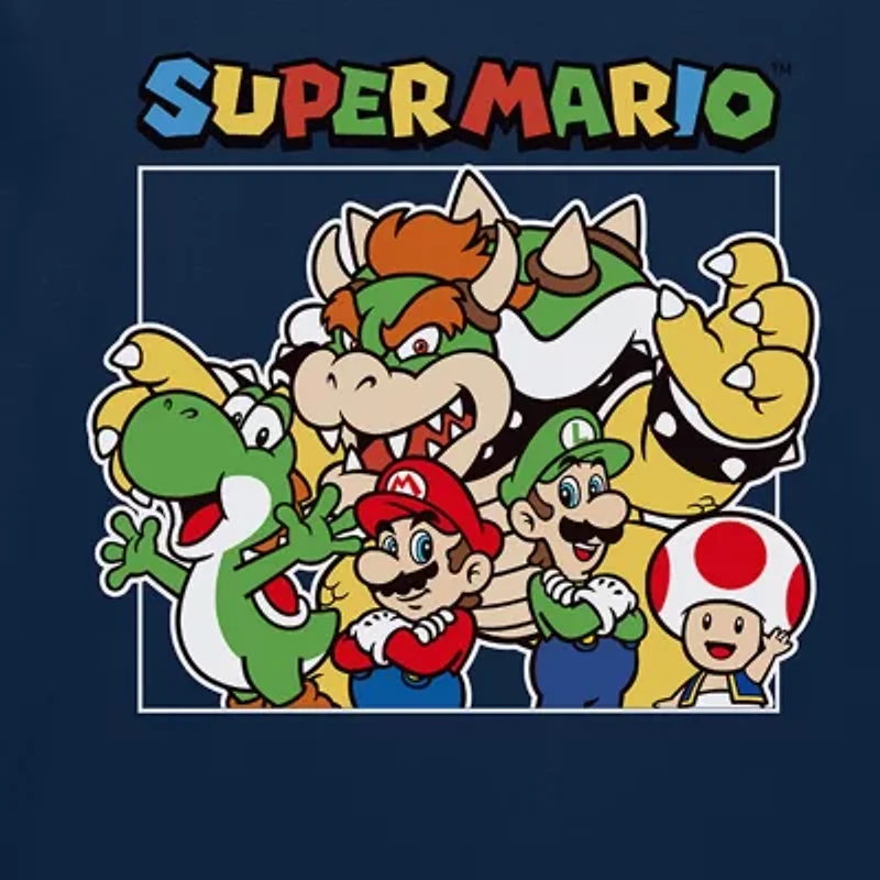Mens Crew Neck Short Sleeve Regular Fit Super Mario Graphic T-Shirt