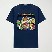 Mens Crew Neck Short Sleeve Regular Fit Super Mario Graphic T-Shirt