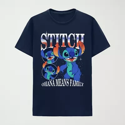 Mens Crew Neck Short Sleeve Regular Fit Lilo & Stitch Graphic T-Shirt