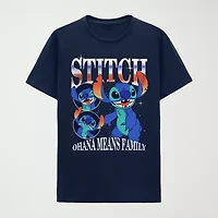 Mens Crew Neck Short Sleeve Regular Fit Lilo & Stitch Graphic T-Shirt