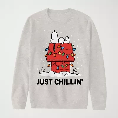 Mens Crew Neck Long Sleeve Peanuts Snoopy Sweatshirt