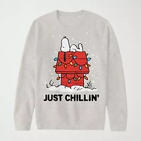 Mens Crew Neck Long Sleeve Peanuts Snoopy Sweatshirt
