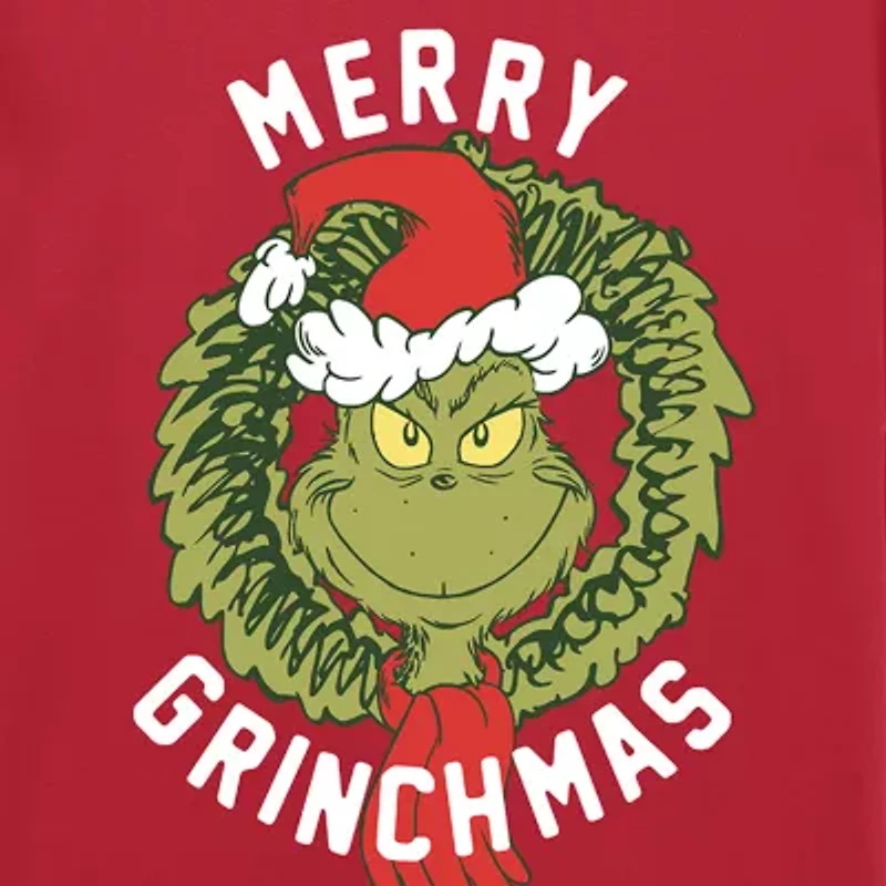 Mens Crew Neck Short Sleeve Regular Fit Grinch Graphic T-Shirt